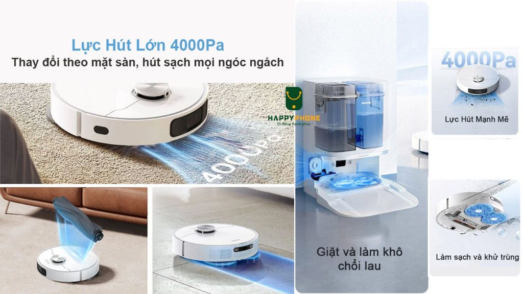 Robot hút bụi Dreame L10 Prime lực hút 4000Pa, vừa hút vừa lau nhà