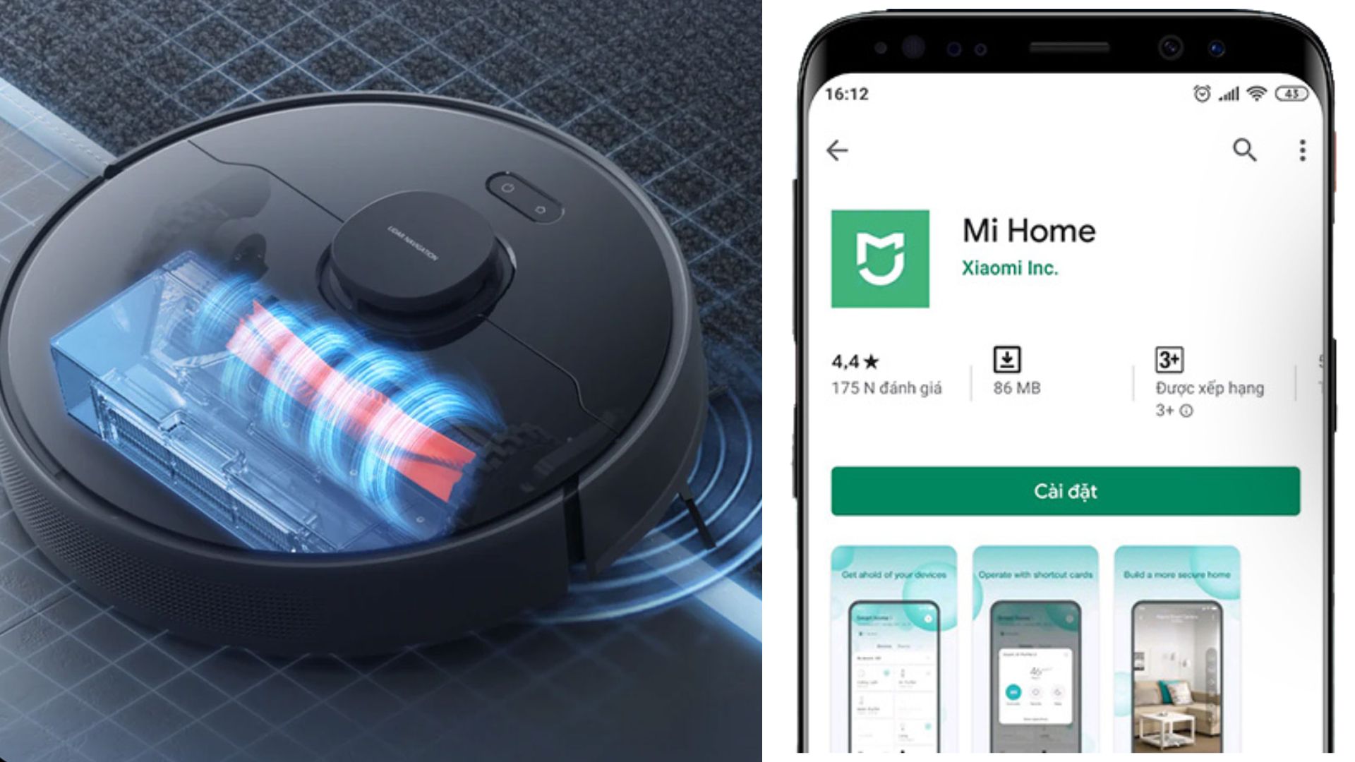 Robot hút bụi lau nhà Dreame D9 Max điều khiển Mi Home App dễ dàng