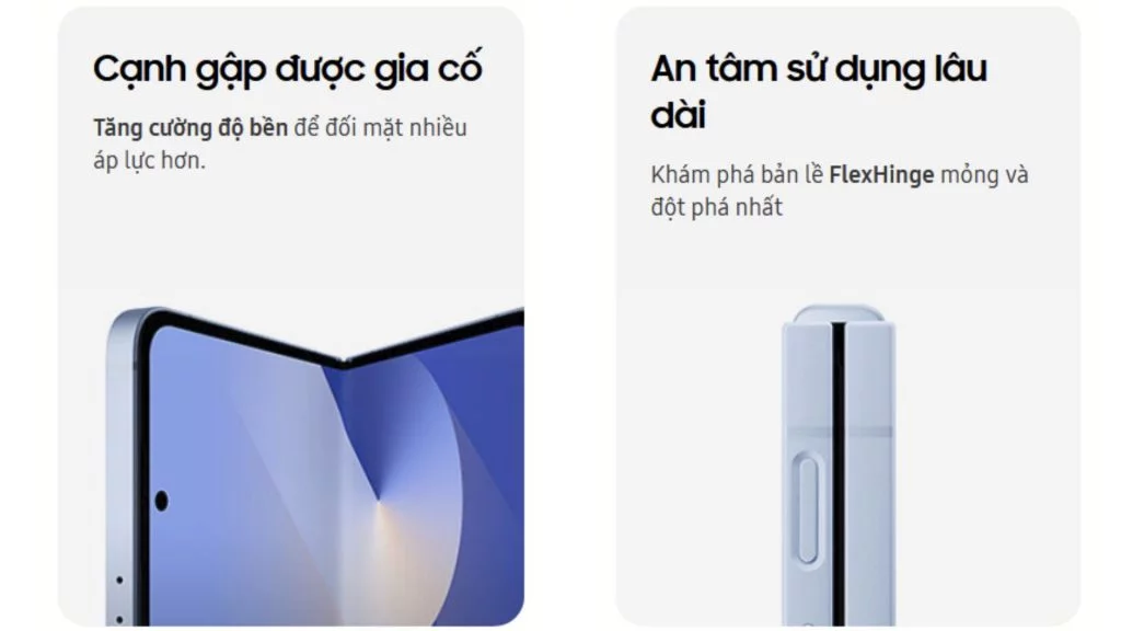 Samsung Galaxy Z Flip 6 cạnh gập được gia cố tăng độ bền, Bản lề FlexHinge mingr và đột phá