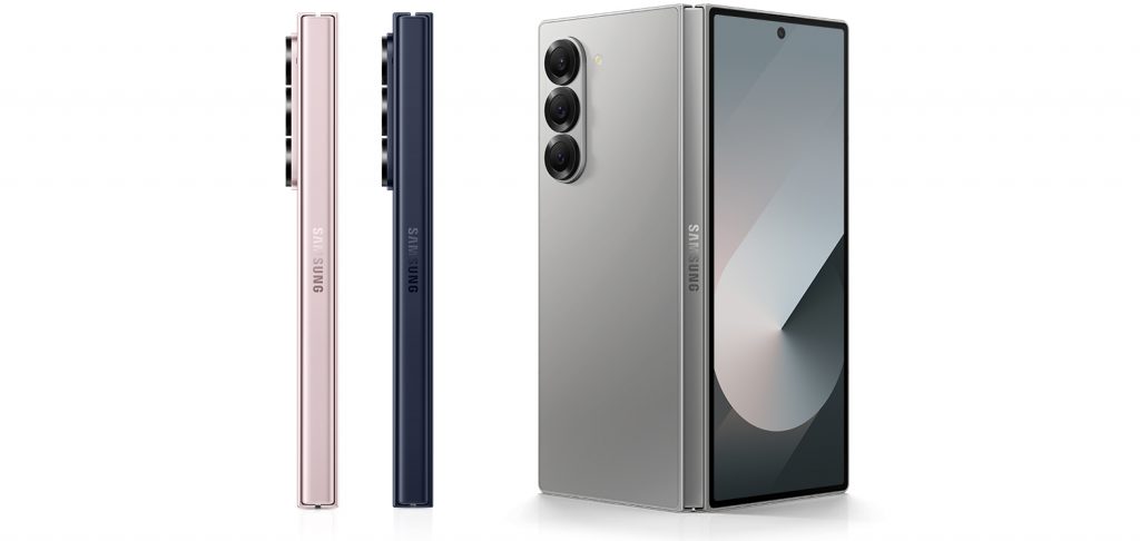 Samsung Galaxy Z Fold6 màu hồng, xanh và xám