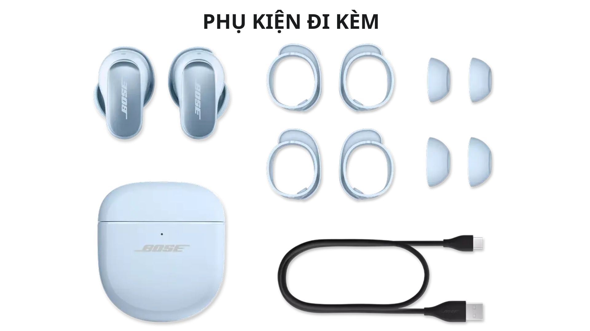 Tai nghe Bluetooth Bose QuietComfort Ultra Earbuds phụ kiện đi kèm