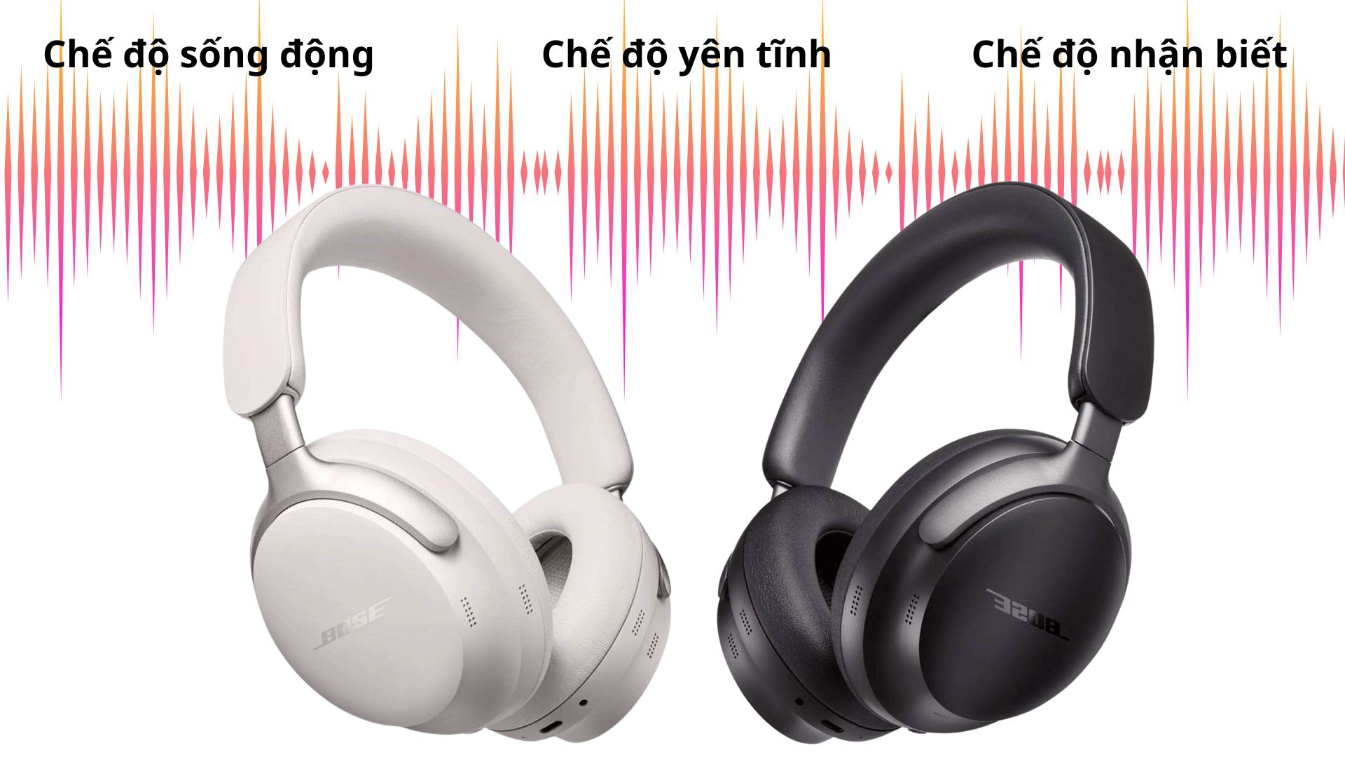 Tai nghe chụp tai Bose QuietComfort Headphones Chế độ yên tĩnh, Chế độ nhận biết​, Chế độ sống động​​