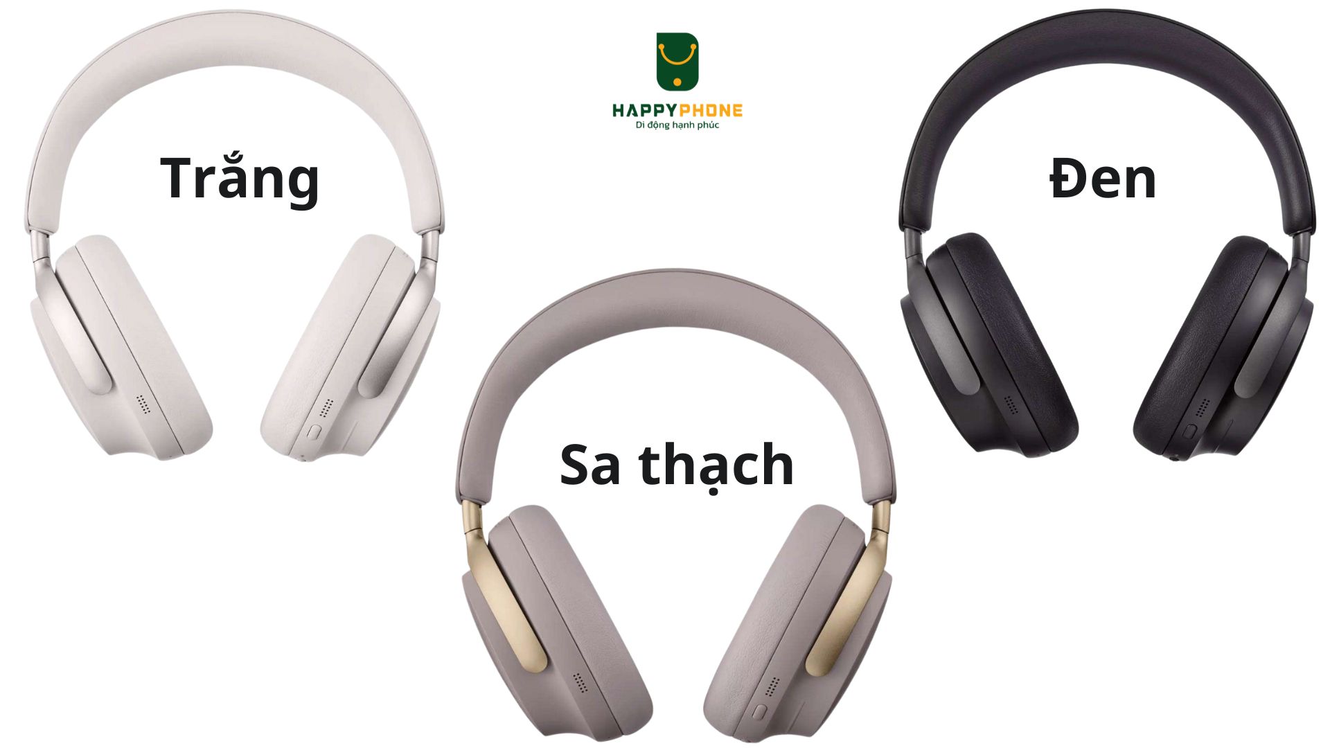 Tai nghe chụp tai Bose QuietComfort Ultra Headphones thiết kế màu Trắng, sa thạch, đen , Vật liệu_ Aluminium, Da Protein, Plastic