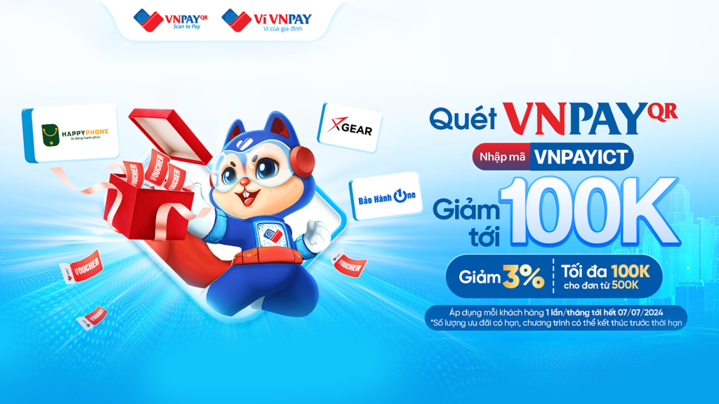 Quét mã VNPAY Giảm tới 100k mua sắm tại Happy Phone khi thanh toán bằng cách thức quét mã QR VNPAY - THAM GIA NGAY!
