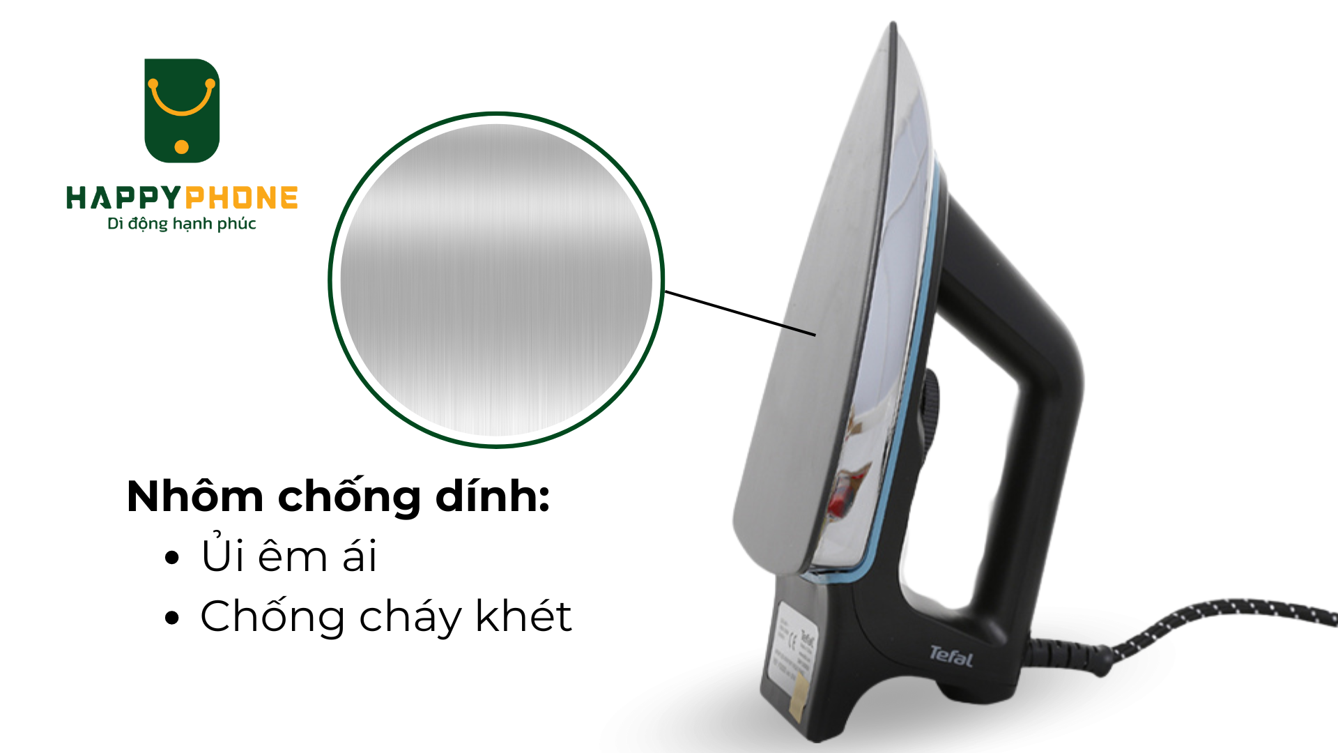 Bàn Ủi Khô Tích Hợp Bình Xịt Nước Tefal (FS3120L0) mặt đế phủ lớp nhôm chống dính