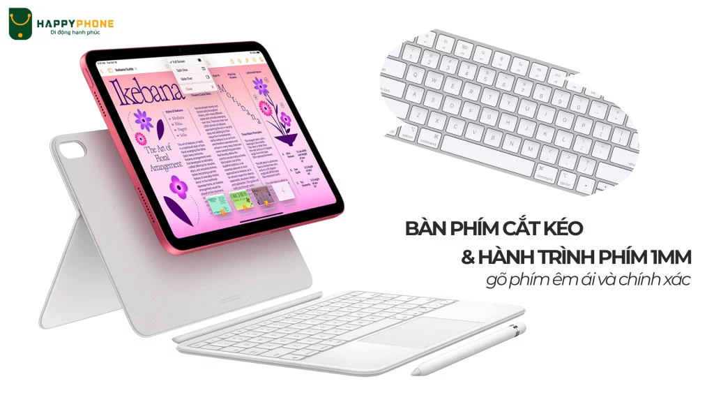 Bàn phím Magic Keyboard Folio cho iPad (thế hệ thứ 10) cắt kéo với hành trình phím 1 mm
