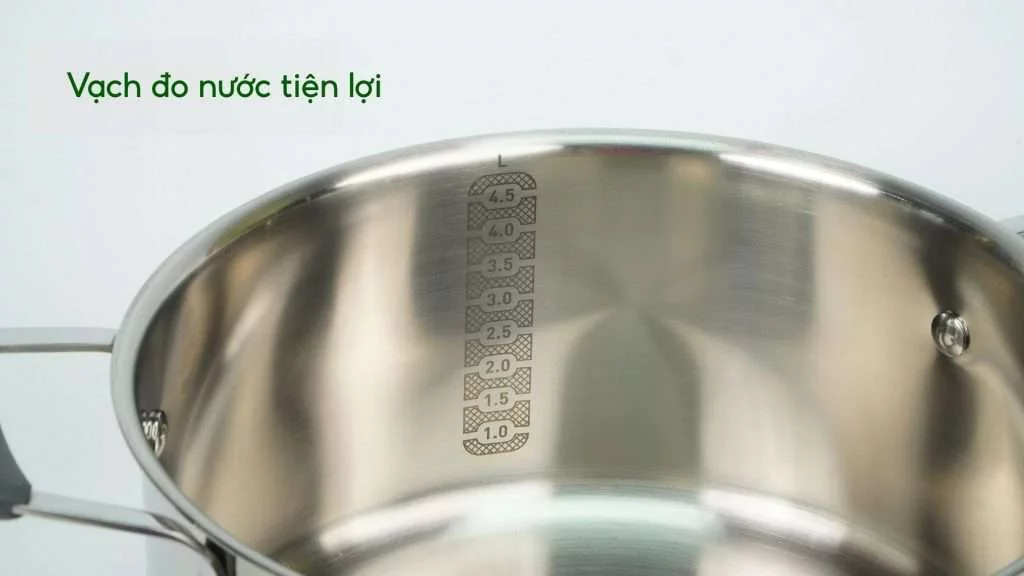 Bộ 3 Nồi Inox Cao Cấp Tefal Optispace (16,20,24Cm) G7376S44 Vạch đo nước tiện lợi