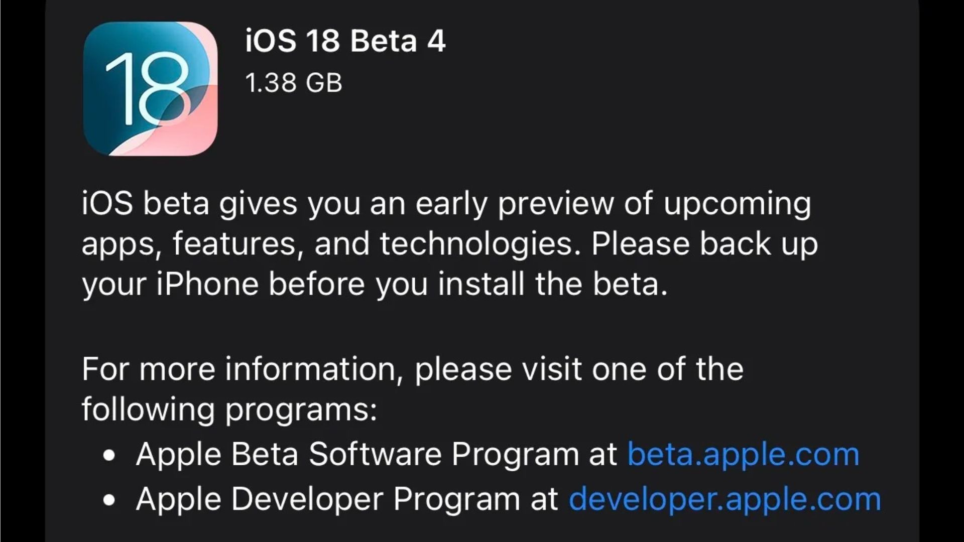 Cách cập nhật trên iOS 18 Beta 4