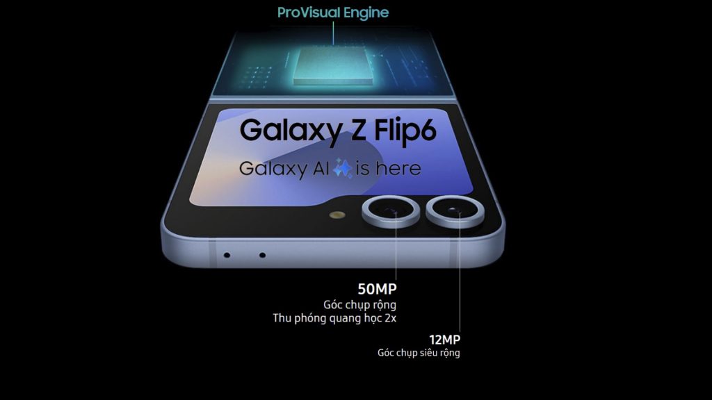 Camera sau AI Galaxy Z Flip 6 góc chụp rộng 50MP Góc siêu rộng 12MP