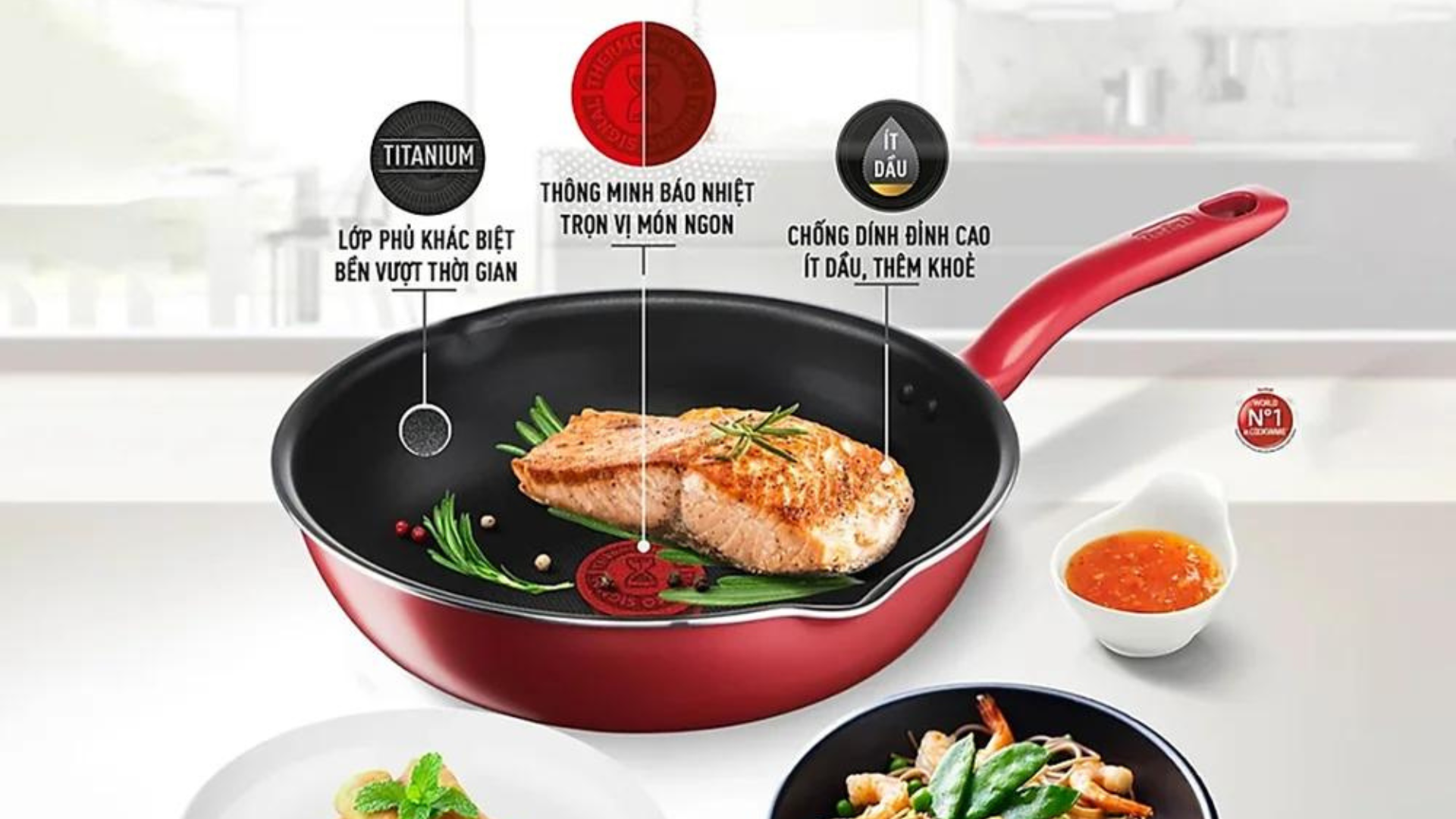 Chảo Chiên sâu lồng Tefal So Chef trang bị công nghệ báo nhiệt thông minh