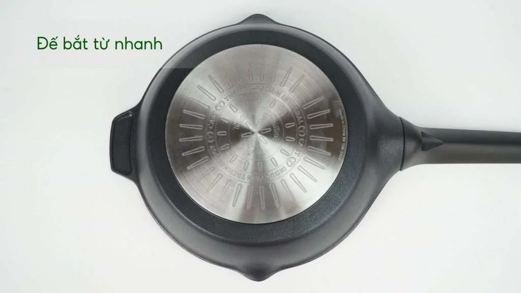 Chảo Đúc Cao Cấp Nướng, Chiên Tefal Robusto Có Miệng Rót 26Cm E2494044 Đế bắt từ nhanh