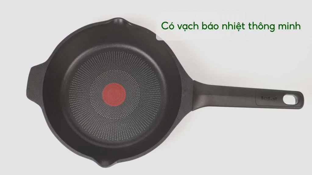 Chảo Đúc Cao Cấp Tefal Robusto Có Miệng Rót 24Cm Có vạch báo nhiệt thông minh