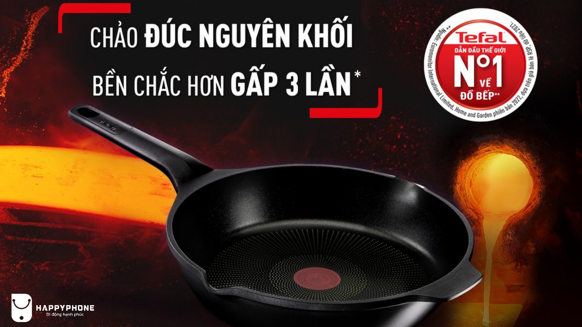 Chảo Đúc Tefal Robusto Có Miệng Rót 20cm đúc nhôm nguyên khối bền bỉ