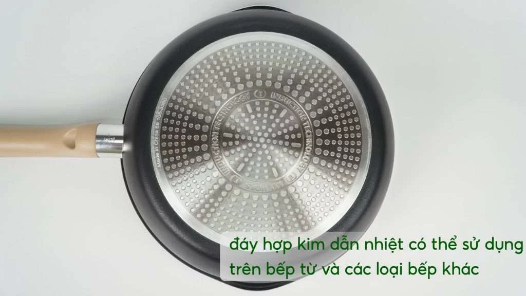Chảo Nồi Có Nắp Đa Năng 3 Trong 1 Tefal 24Cm Đen G1668795 đáy hợp kim dẫn nhiệt