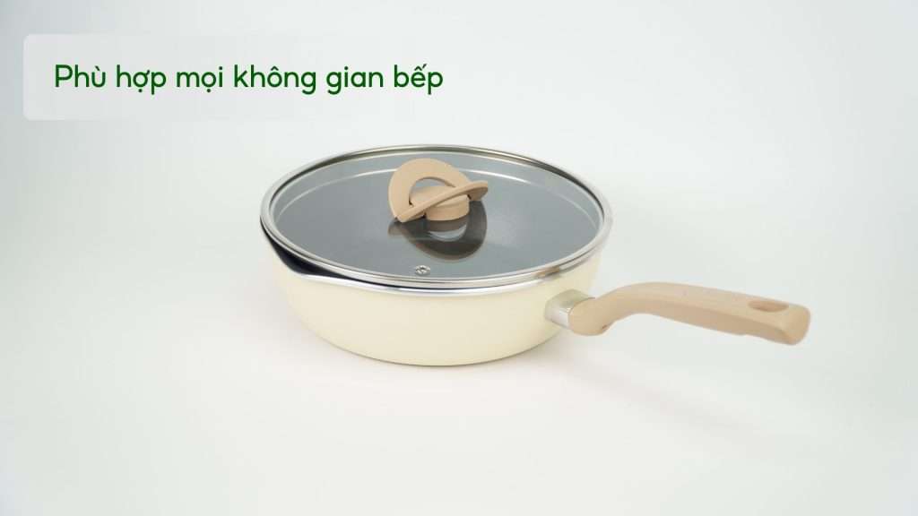 Chảo Nồi Có Nắp Đa Năng 3 Trong 1 Tefal 24Cm Vanilla (Vàng Nhạt) G1678795 Phù hợp mọi không gian bếp