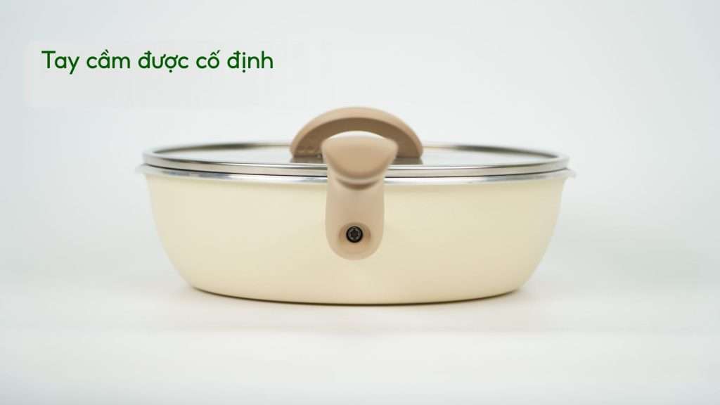 Chảo Nồi Có Nắp Đa Năng 3 Trong 1 Tefal 24Cm Vanilla (Vàng Nhạt) G1678795 Tay cầm được cố định