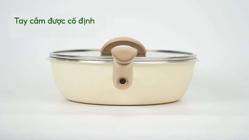 Chảo Nồi Có Nắp Đa Năng 3 Trong 1 Tefal 24Cm Vanilla (Vàng Nhạt) G1678795 Tay cầm được cố định