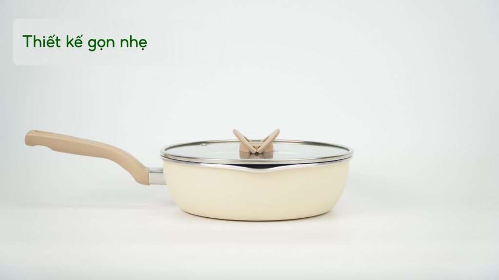 Chảo Nồi Có Nắp Đa Năng 3 Trong 1 Tefal 24Cm Vanilla (Vàng Nhạt) G1678795 Thiết kế gọn nhẹ