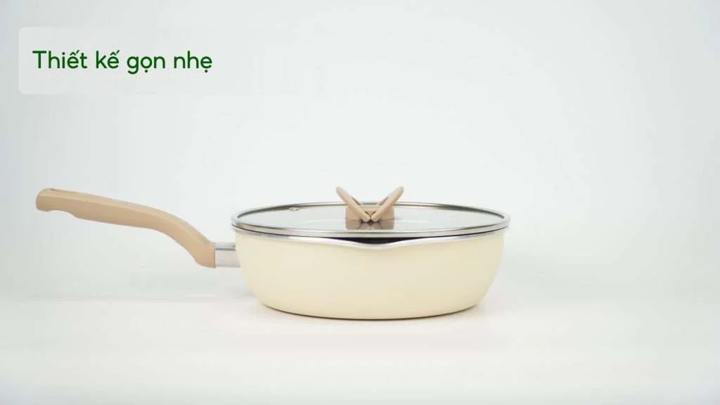 Chảo Nồi Có Nắp Đa Năng 3 Trong 1 Tefal 24Cm Vanilla (Vàng Nhạt) G1678795 Thiết kế gọn nhẹ