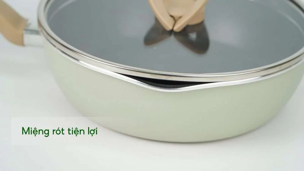 Chảo Nồi Có Nắp Đa Năng 3 Trong 1 Tefal 24Cm Xanh G1748795 Miệng rót tiện lợi