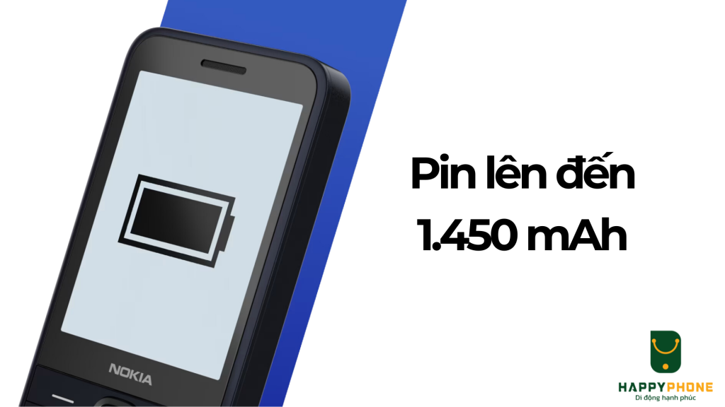 Điện thoại Nokia 220 4G pin lên đến 1.450 mAh sử dụng lên đến 1 tuần