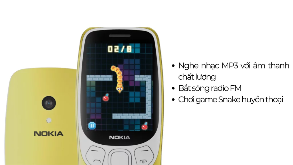 Điện thoại Nokia 3210 4G Nghe nhạc MP3 với âm thanh chất lượng Bắt sóng radio FM Chơi game Snake huyền thoại