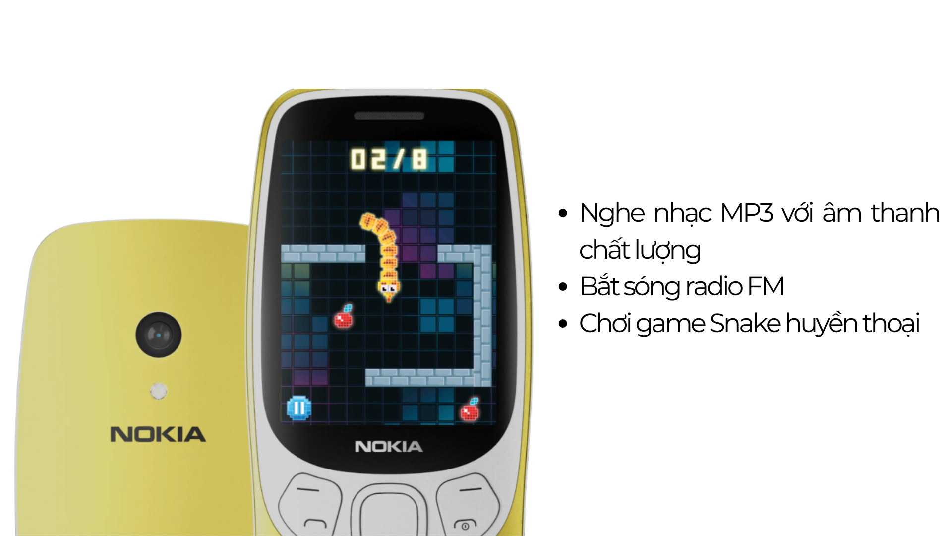 Điện thoại Nokia 3210 4G Nghe nhạc MP3 với âm thanh chất lượng Bắt sóng radio FM Chơi game Snake huyền thoại