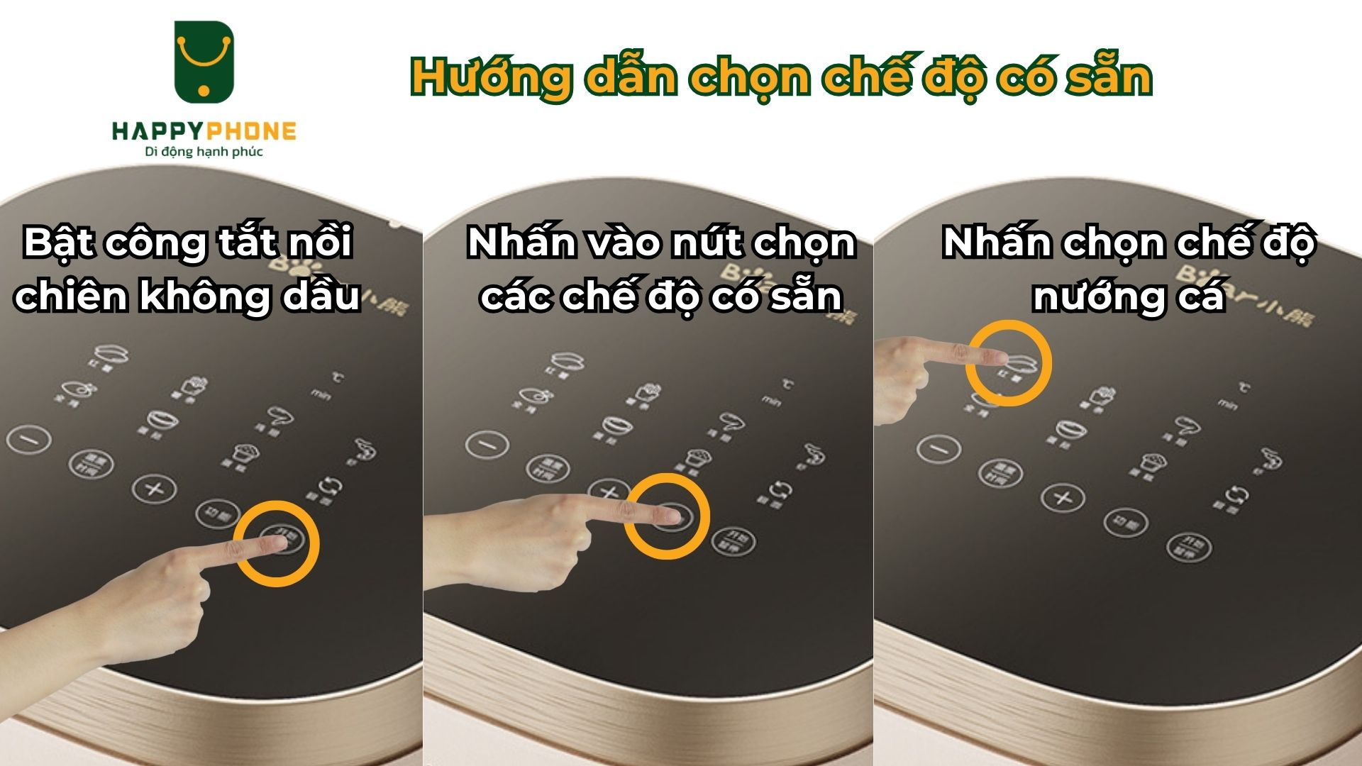 Hướng dẫn chọn chế độ có sẵn