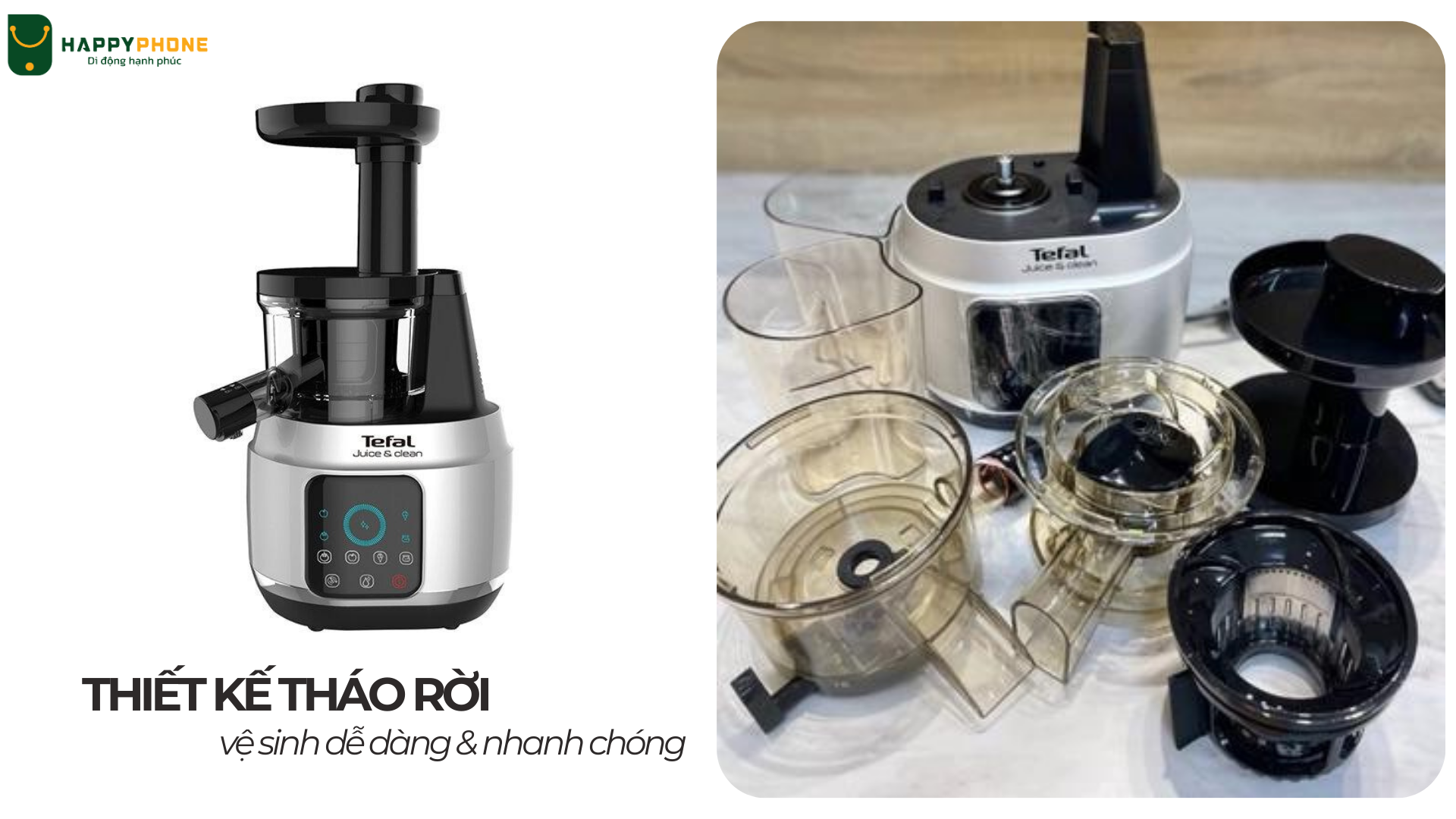 Máy Ép Chậm Tefal 0.8L (ZC420E38) dễ dàng tháo rời và vệ sinh