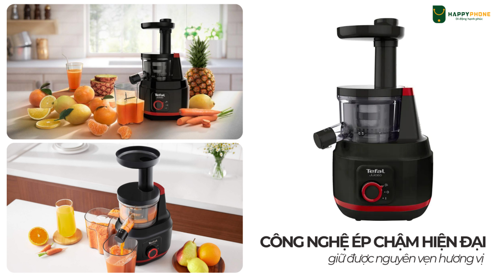 Máy Ép Chậm Tefal (ZC150838) công nghệ ép chậm hiện đại, giữ được nguyên vẹn hương vị