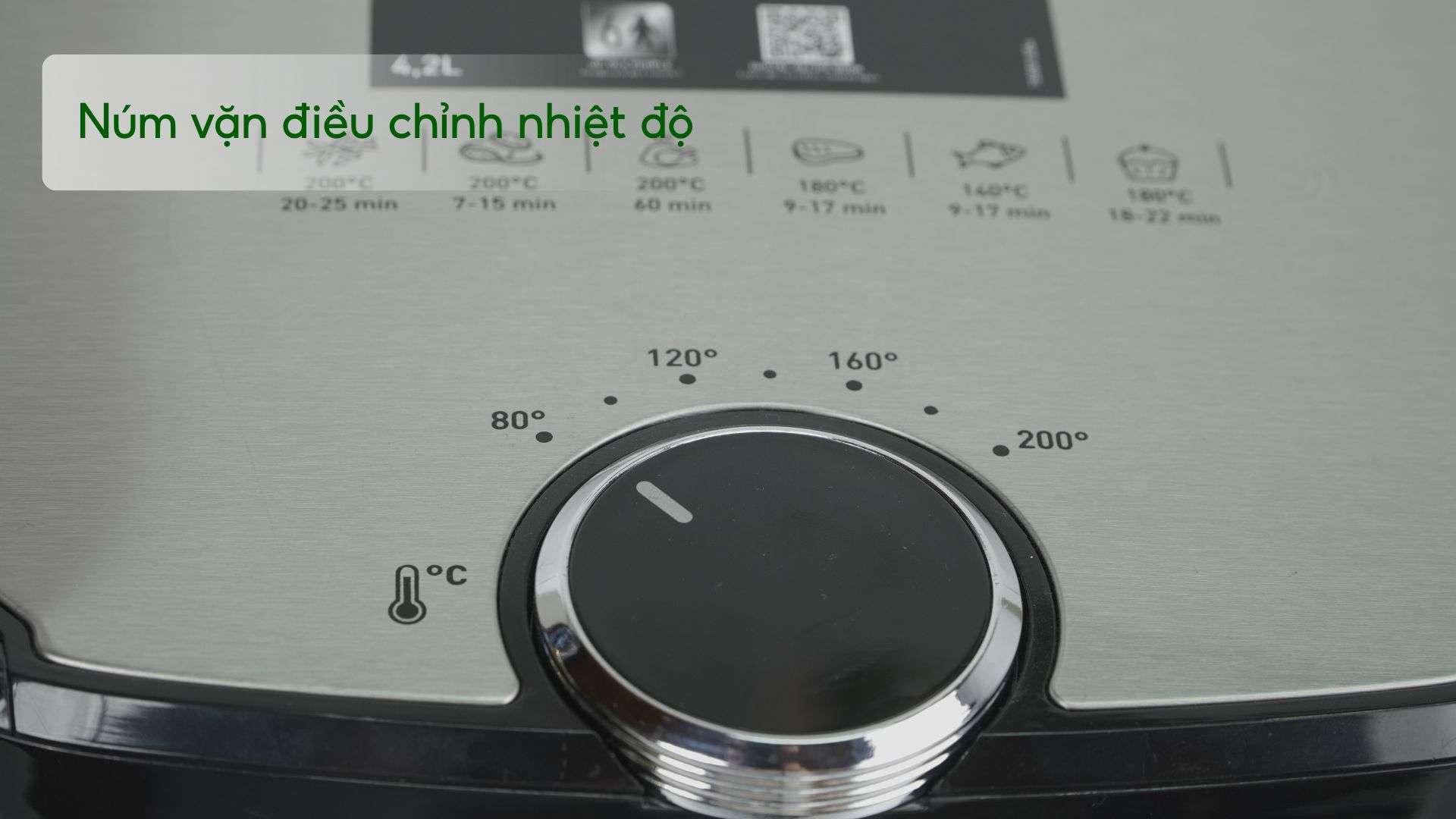 Nồi Chiên Không Dầu Tefal 2In1 Easy Fry & Grill Classis EY501815 4.2L Núm vặn điều chỉnh nhiệt độ