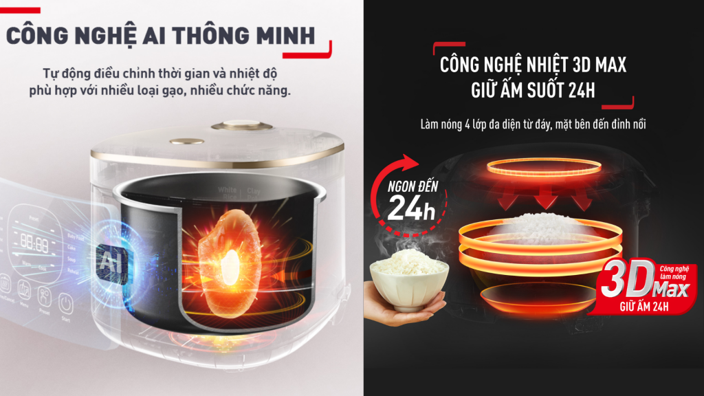 Nồi Cơm Điện Tử Tefal 1.8L Easyrice Max (RK737868) công nghệ nấu hiện đại