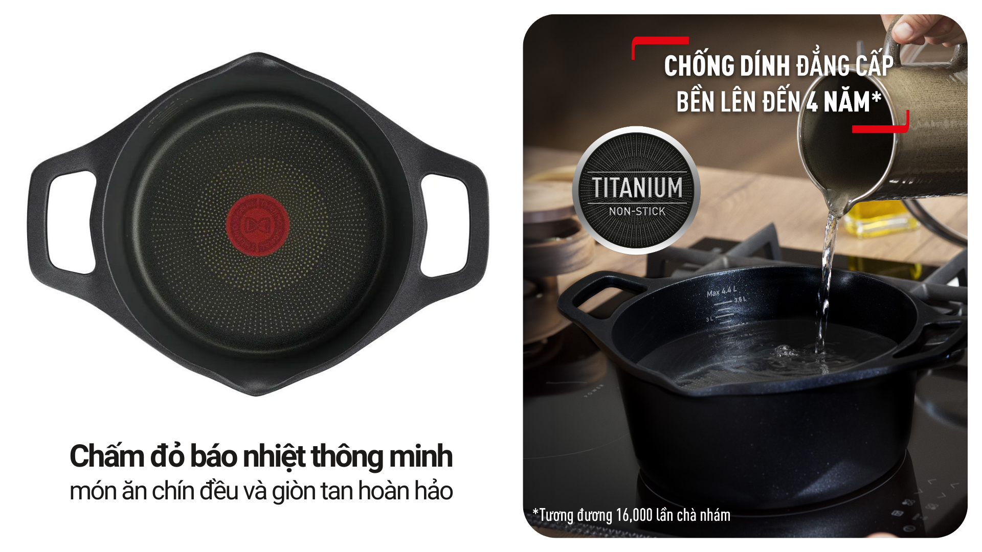 Nồi Đúc Tefal Robusto 20cm có lớp phủ chống dính Titanium cao cấp