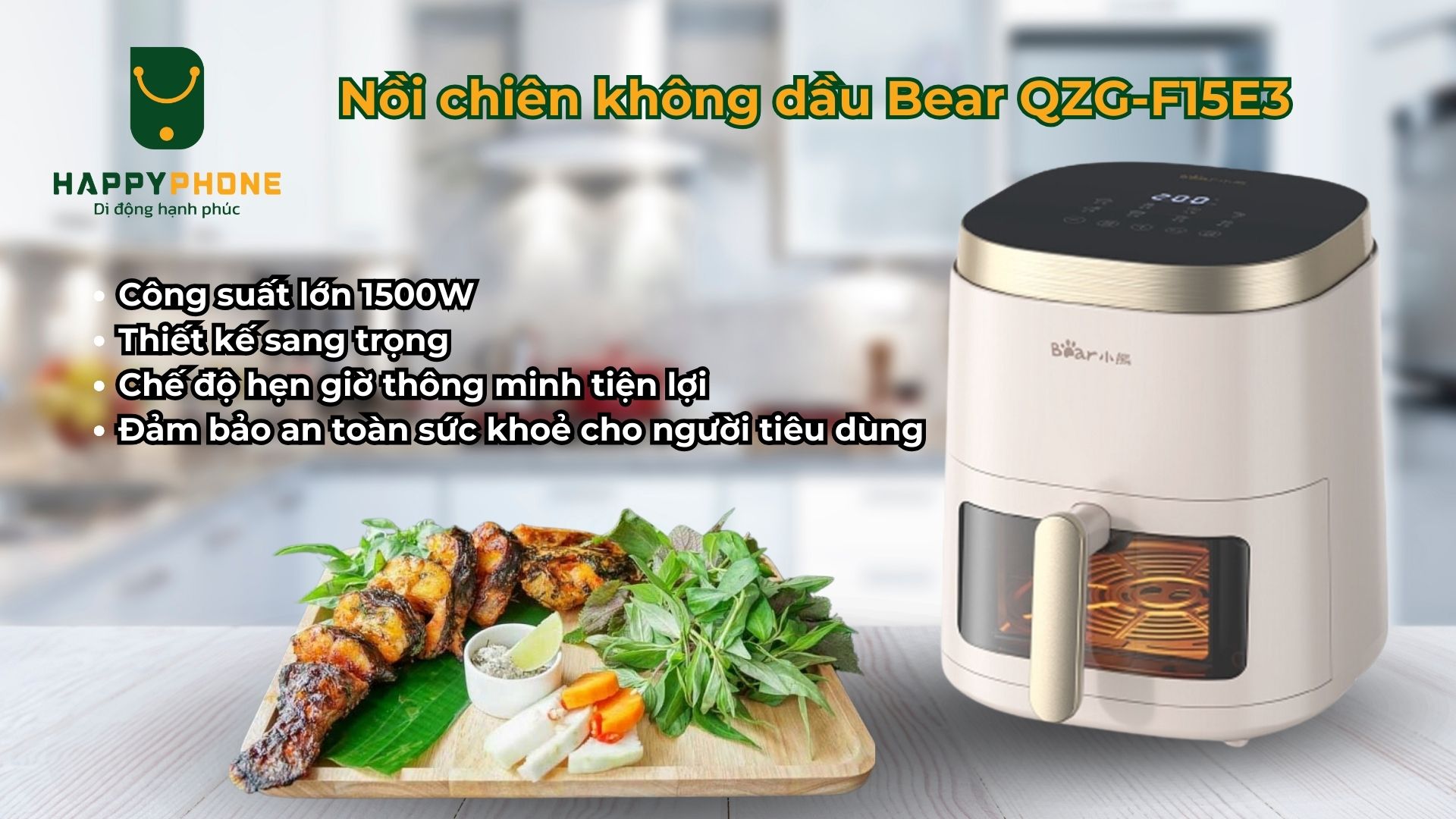 Nồi chiên không dầu Bear QZG-F15E3