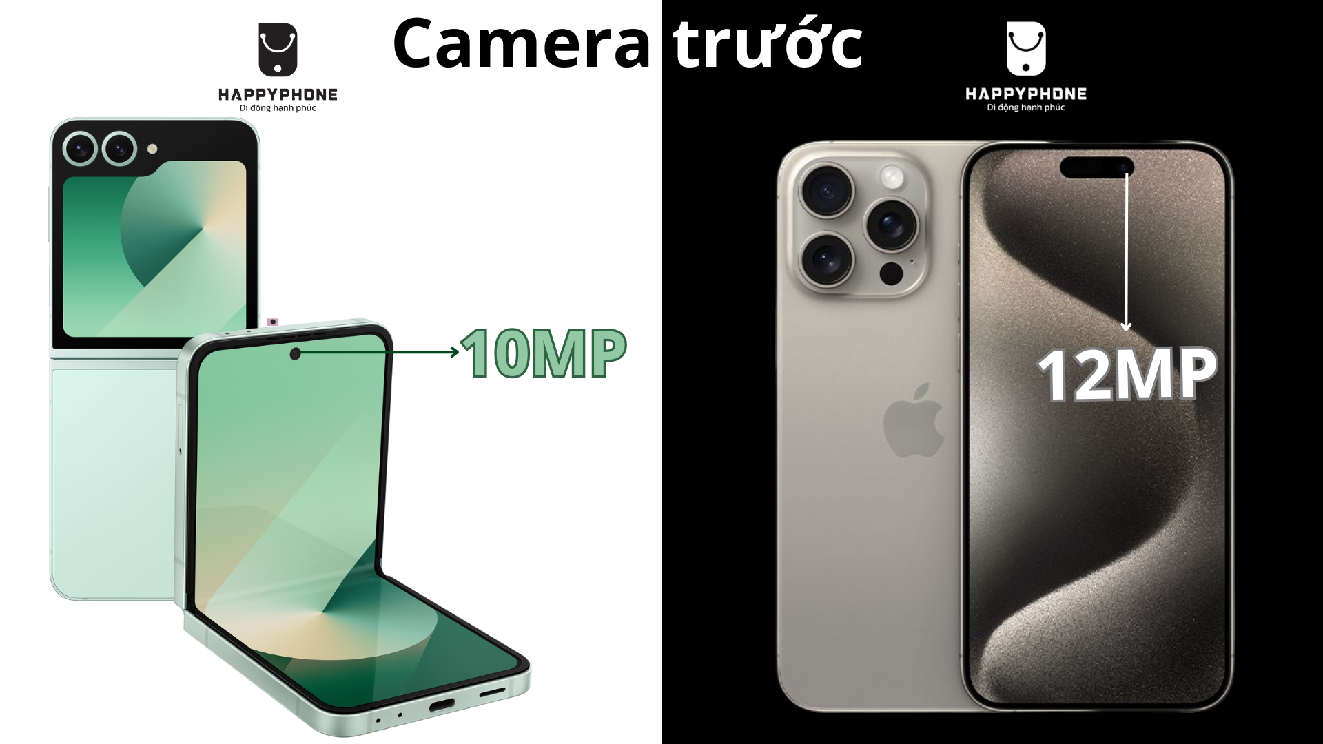 So sánh Camera trước Galaxy Z Flip6 và iPhone 15 Pro Max