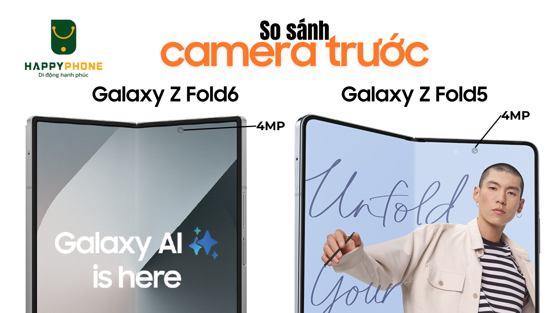 So sánh camera trước Galaxy Z Fold6 và Galaxy Z Fold5