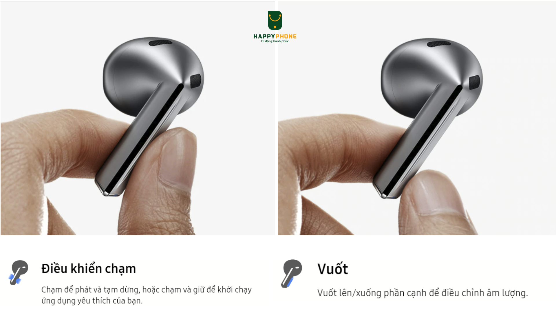 Tai nghe Bluetooth Samsung Galaxy Buds3 điều khiển chạm và vuốt