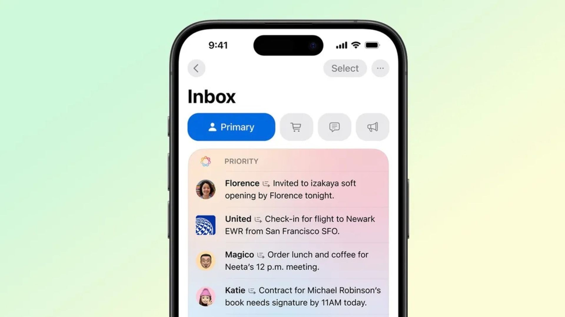 iOS 18.1 Beta Mail ưu tiên