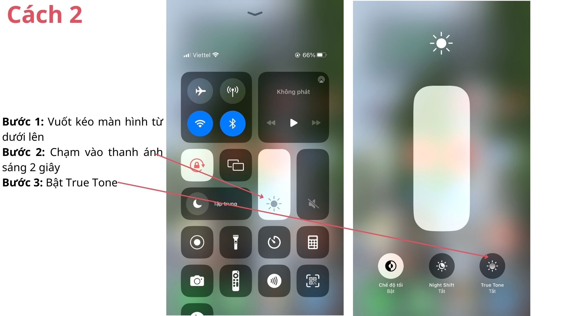 Cách bật True Tone trên iPhone vào thanh ánh sáng