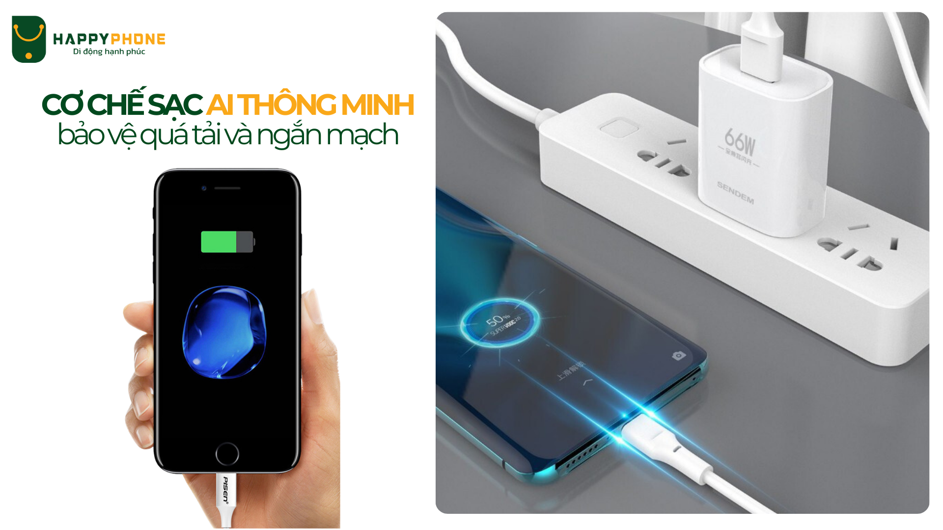 Cáp sạc PISEN - Mr White USB-A to Lightning (1m) có cơ chế sạc AI thông minh bảo vệ quá tải và ngắn mạch