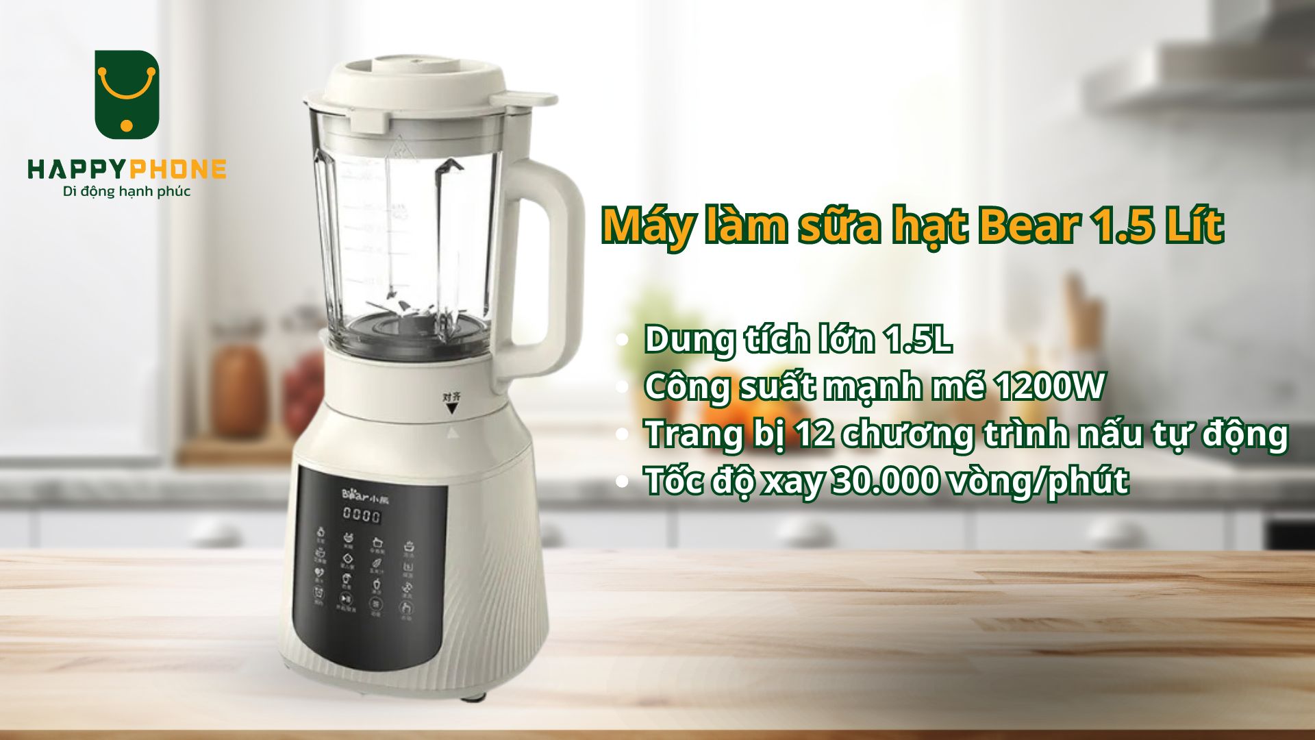 Máy làm sữa hạt Bear 1.5 Lít