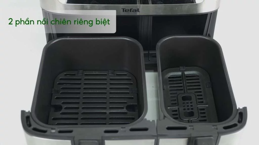 Nồi Chiên Không Dầu Tefal EY905D10 8.3L Đen Kim Loại 2 phần nồi chiên riêng biệt