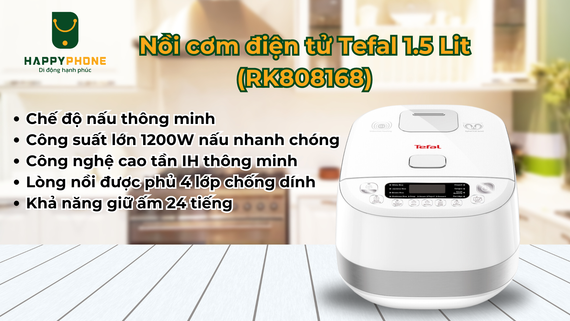 Nồi cơm điện tử Tefal 1.5 Lit (RK808168)