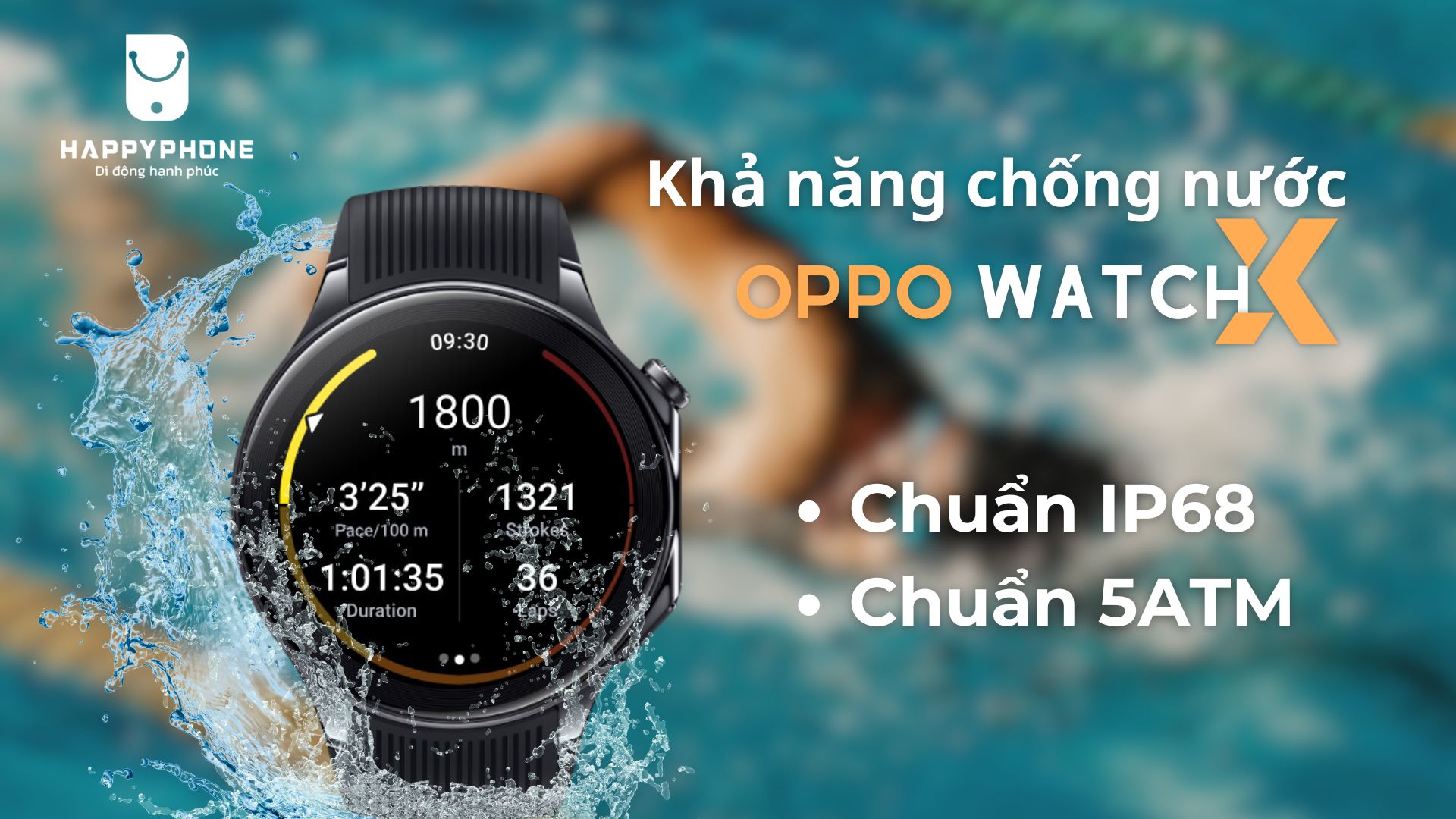 OPPO Watch X có tiêu chuẩn IP68 và 5ATM