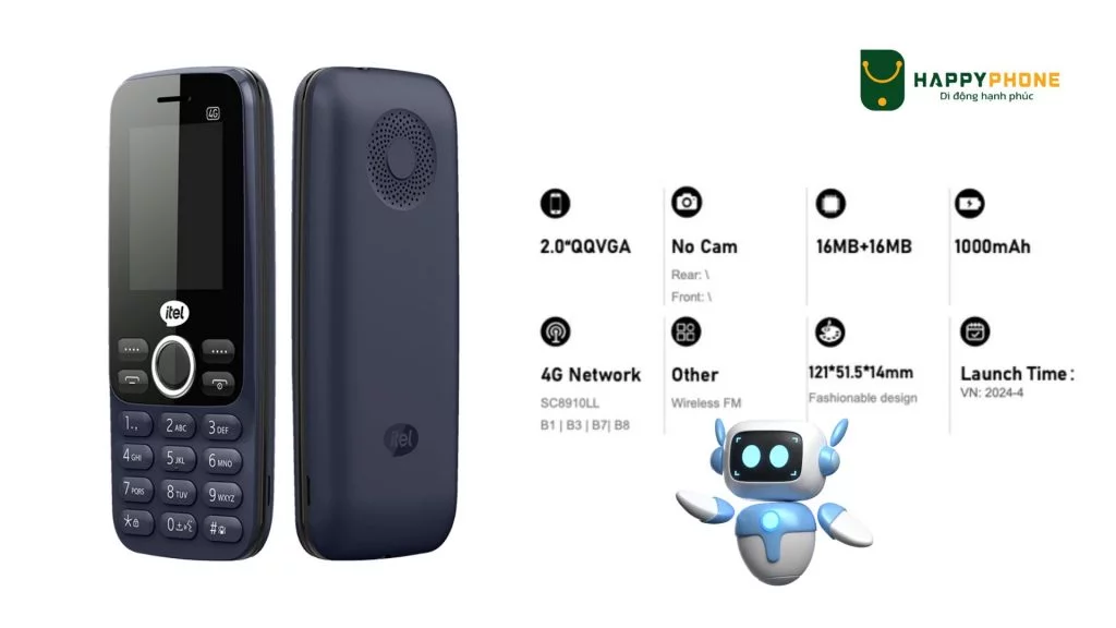 Điện thoại Itel IT8010 4G đen - Thông số kỹ thuật