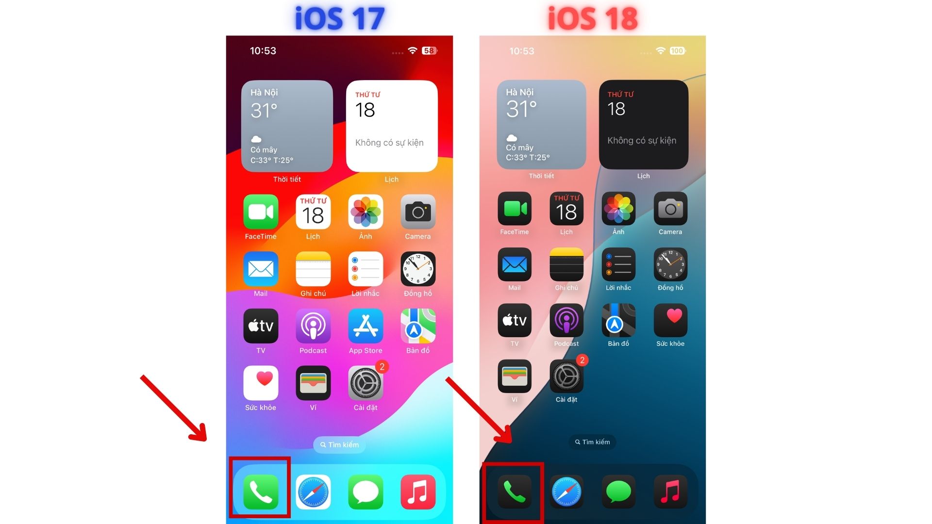 Màn hình chính iOS 18