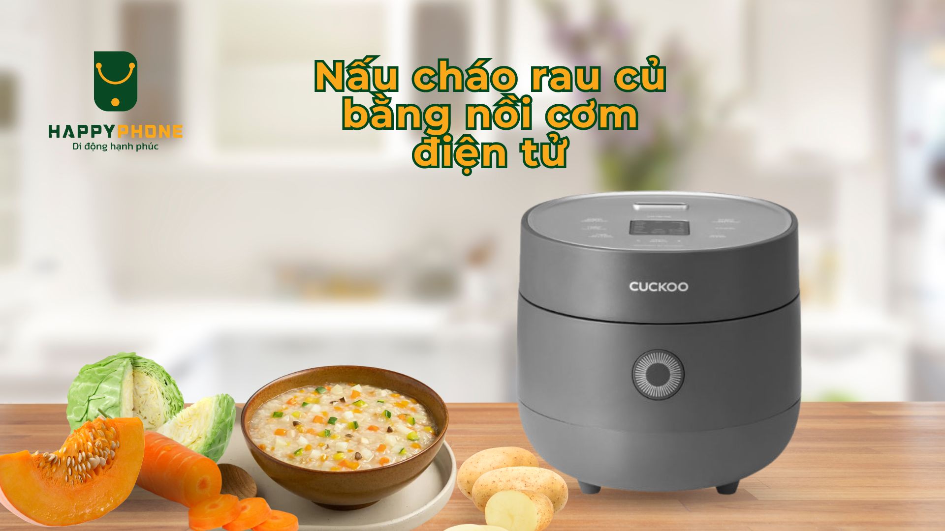 Nấu cháo rau củ bằng nồi cơm điện tử Cuckoo