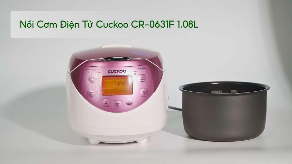 Nồi Cơm Điện Tử Cuckoo (CR-0631F_IVPIVNCV) 1.08L Hồng tím bộ sản phẩm