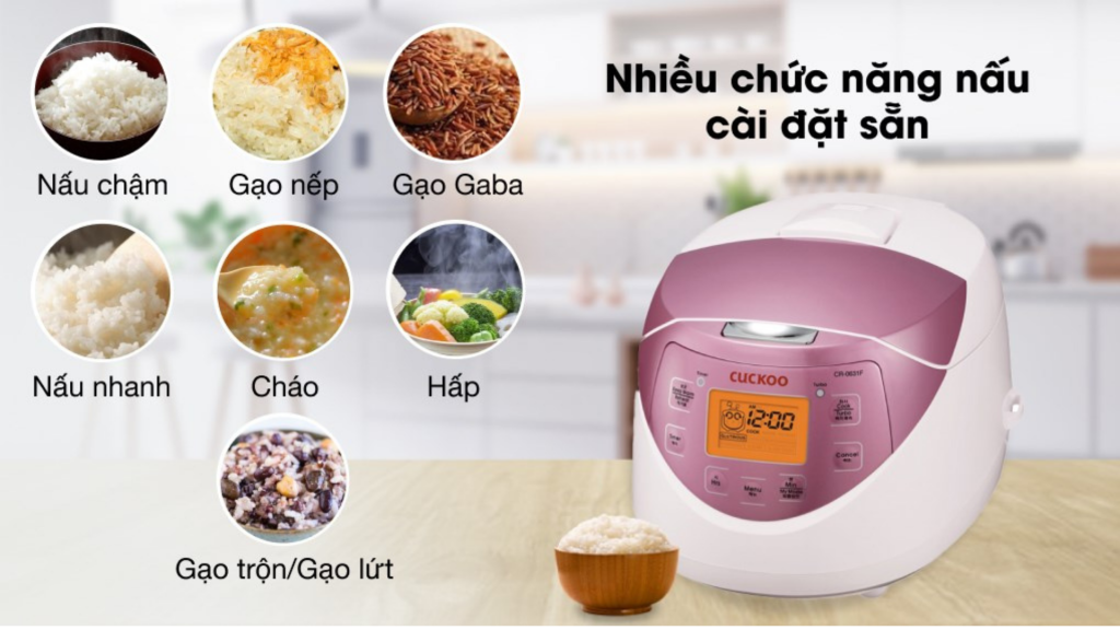 Nồi cơm Cuckoo CR-0631F có 8 chế độ nấu đa dạng, đáp ứng mọi nhu cầu nấu nướng