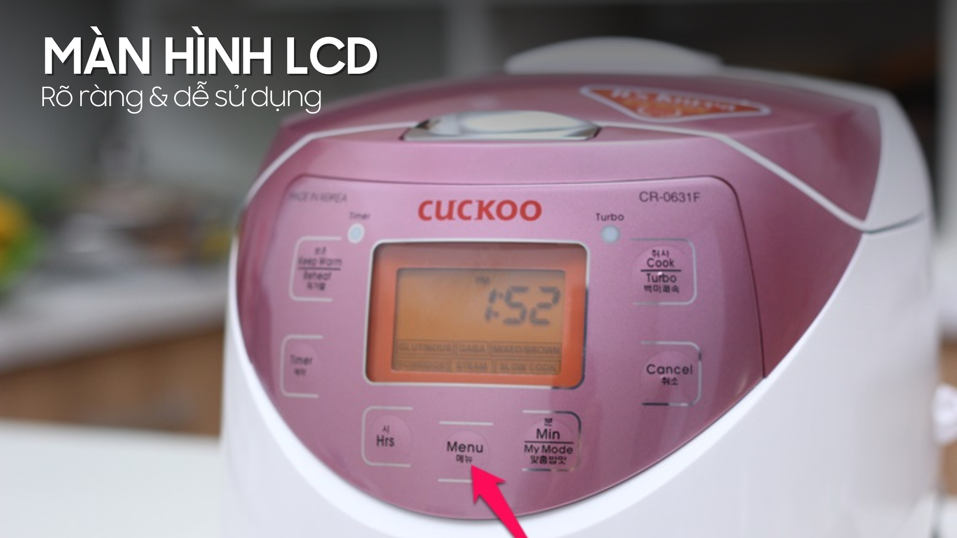 Nồi cơm Cuckoo CR-0631F trang bị màn hình LCD dễ sử dụng